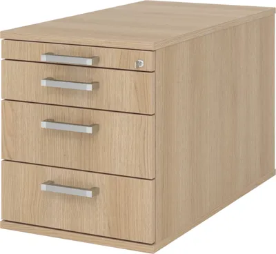 Produktbild von bümö office Rollcontainer - mit 3 Schubladen - Griff: Chromgriff (Metall), Nachbildung: Eiche