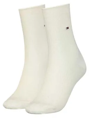 Image de Tommy Hilfiger - Chaussettes pour femmes, mélange de coton (lot de 2) NA1141 (39,5 EU - 42,5 EU) (écru)