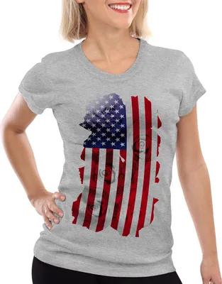 Produktbild von style3 USA American Roses T-Shirt Damen, Farbe:Grau meliert, Größe:L