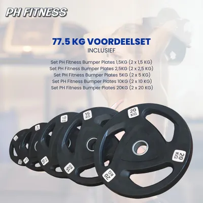 Produktbild von PH Fitness 77.5 kg Tri-Grip Hantelscheiben Sparset aus Gusseisen mit 50-mm-Aufnahme und ergonomischen Griffen – rutschfest, Studioqualität für Krafttraining, Powerlifting und CrossFit