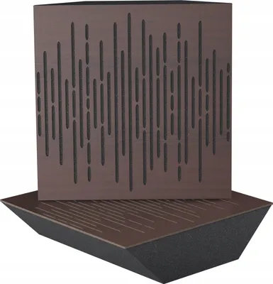 Immagine prodotto di trappola per bassi acustici ad angolo in 2 pezzi per studio di registrazione |WAVE 50x50x10cm | assorbimento e diffusione | colore: noce