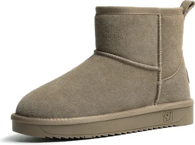 Image de ASKSA Femmes Bottes de neige courtes Chaudement doublées Bottines Mini Bottes antidérapantes, Kaki, Taille : 39
