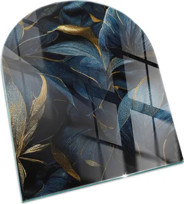 Produktbild von Elegante Blätter in Textur – Glasbodenplatte für – Kaminofen – Kaminplatte Glas – Schutzglas – Funkenschutzplatte –Glasbodenplatte Feuerfeste – Hitzeschutzplatte – Bodenschutz aus Glas – 80x70 cm