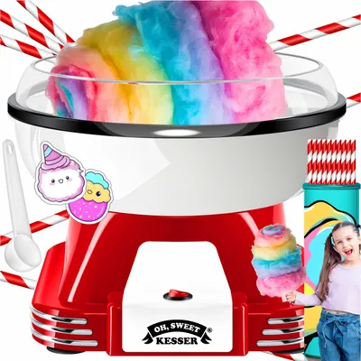 Produktbild von KESSER® Zuckerwattemaschine Set für dein zuhause - Mit 30x Zuckerwatte Stäbchen & Messlöffel - Retro Baumwolle Candy Maschine - Zuckerwatte Maschine Mit Zubehör - Höhe 22 cm  - 500 W