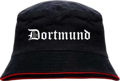 Produktbild von Dortmund Anglerhut - Altdeutsche Schrift - Schwarz-Roter Fischerhut S/M SchwarzRot