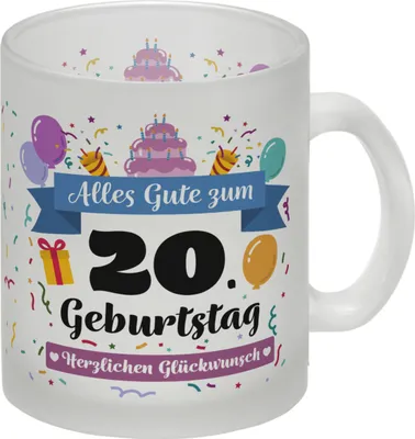 Produktbild von 20. Geburtstag Glas Tasse mit lustigem Spruch: Alles Gute
