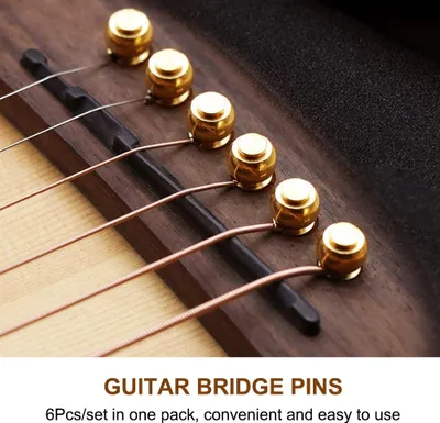 Image de 6pcs Set de chevalets de guitare en laiton réglables, Améliore la qualité et la performance du son, Convient pour la guitare folk, Facile à utiliser avec une apparence exquise, Or