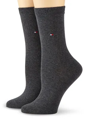 Image de TOMMY HILFIGER Chaussettes femme, pack de 2 - Classic, bas, uni Gris 35-38