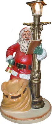 Zdjęcie produktu dla Ojciec Święty z workiem na latarni, elektrycznie podświetlana figurka dekoracyjna/oświetlenie o wysokości 130 cm - polyresin - pomniejszona - do użytku na zewnątrz