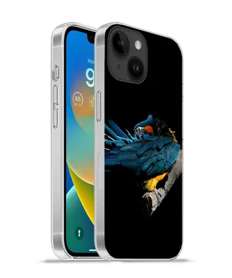 Produktbild von MuchoWow® Handyhülle Schutzhülle Hülle für Apple iPhone 14 - Softcase Vogel - Federn - Zweig - Schwarz Silikon Softcase Handy Hülle - Mobiltelefonhülle
