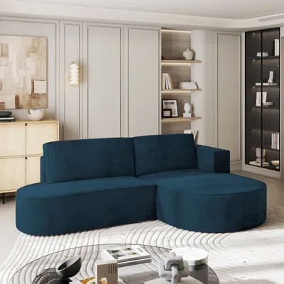 Produktbild von Masseno Ecksofa CORTIO M R-S mit Schlaffunktion L-Form, Sofa mit Bettkasten, Wohnzimmersofa, Couch, Soffa, Bettsofa, Couchgarnitur- Blau, MONOLITH 77
