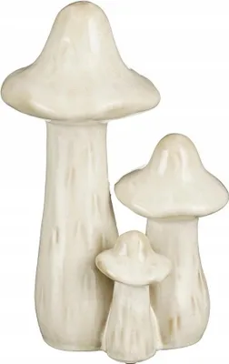 Image de Figurine champignon en céramique 18 x 12 x 25,5 cm, décoration écru, style bohème, rustique, scandinave, idée cadeau
