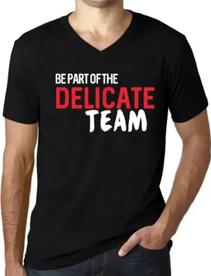 Produktbild von Herren Grafik T-Shirt V-Ausschnitt Werden Sie Teil des heiklen Teams – Be Part Of The Delicate Team – Öko-Verantwortlich Vintage Jahrgang Kurzarm
