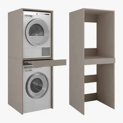 Produktbild von Waschmaschine Trockner Schrank mit Ausziehbrett Waschmaschinenschrank für Waschmaschine & Wäschetrockner - Überbauschrank 187 x 65 x 66 cm (Lehm Grau)
