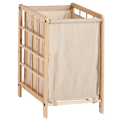 Produktbild von Wäschekorb, Holz und Textilstoff