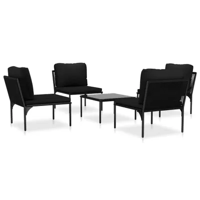 Produktbild von vidaXL 5-tlg. Garten-Lounge-Set mit Auflagen Schwarz PVC