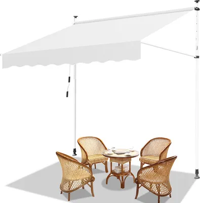 Immagine prodotto di Hengda Tenda da sole a morsetto Tenda da sole senza foratura Tenda da sole per balcone regolabile in altezza Tenda da sole per balcone 250 cm Crema