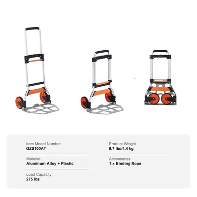 Produktbild von Klappbarer Handwagen, tragbarer Einkaufswagen, ausziehbarer Griff