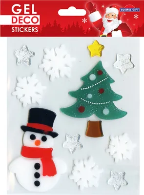 Image de Gel autocollant Noël pour fenêtres - Bonhomme de neige et sapin