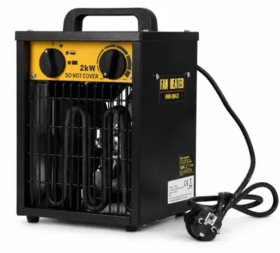 Image de Chauffage électrique Ikodm, 3000 W, avec élément chauffant en acier inoxydable, 3 niveaux de puissance, thermostat, couleur noire/jaune, dimensions : 198 x 230 x 310 mm, Image générée par une IA