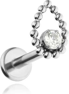 Obrázek produktu pro Titanový labret kapka – bílý zirkon – stříbro 1,2/6