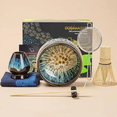 Produktbild von Japanse Matcha Thee Set mit Bambus - Matcha Schop mit Sieb - Matcha Ständer - Matcha Set N4 - Grün Tee Pulver Set