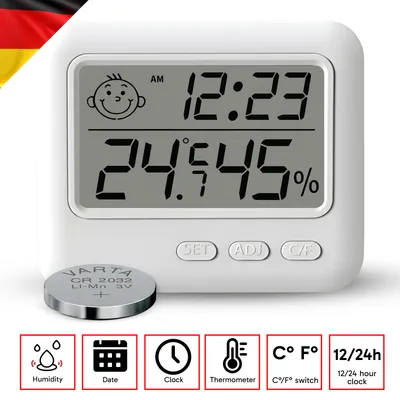 Obrázok produktu pre Teplomer Vlhkomer Digitálny LCD senzor Teplota Termo-vlhkomer Vlhkosť Izbový teplomer Detská izba Obývacia izba Kancelária Chladnička Retoo