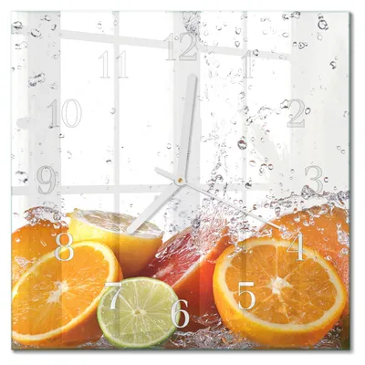 Produktbild von Tulup Glasuhr Wanduhr Küchenuhr Echt-Glas 30x30 cm Modern Dekorativ Geräuschlos Weiße Zeiger - Orangen