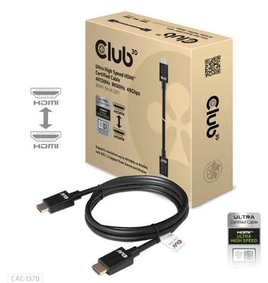 Obrázek produktu pro CLUB3D CAC-1370, 1,5 m, HDMI Typ A (standardní), HDMI Typ A (standardní), 48 Gbit/s, Audio Return Channel (ARC), Černá