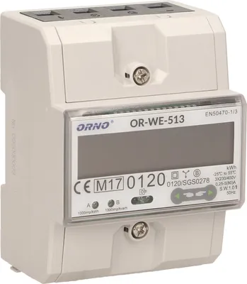 Produktbild von ORNO OR-WE-513, Elektronisch, PlugIn einfügen, Ausgangsleistung, kWh, Zgodność z MID (2014/32/EU), 230 - 400 V