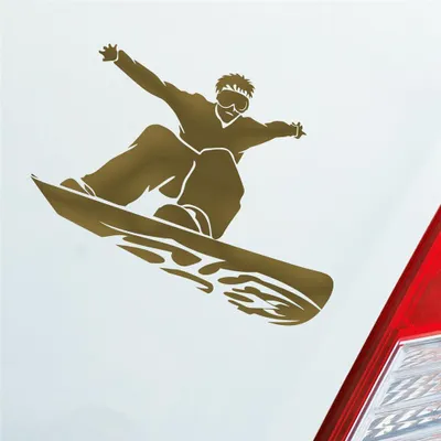 Produktbild von Auto Aufkleber Snowboard Snow Schnee Sport 10x9 cm Gold Sticker Heckscheibenaufkleber