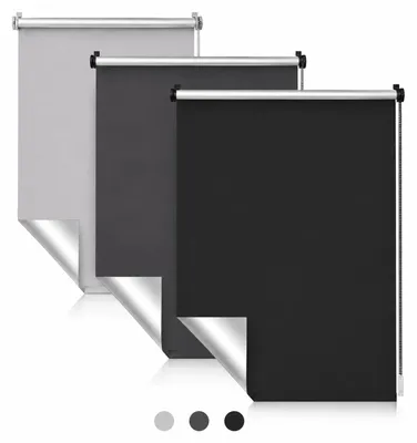 Produktbild von Thermorollo Verdunkelungsrollo Seitenzugrollo Klemmfix ohne Bohren Hitzeschutz Silberbeschichtung Sichtschutz 50x130cm Schwarz