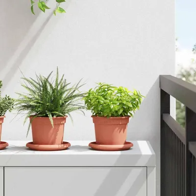 Produktbild von Maison Exclusive - Runder Blumentopf 6 pcs Ziegelrot Ø 12,5 x 10 cm Kunststoff