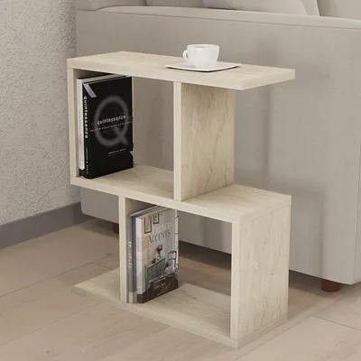 Immagine prodotto di Tarzo - Tavolino da Salotto, 45x17x51h cm Bianco Marmo, 2 Vani