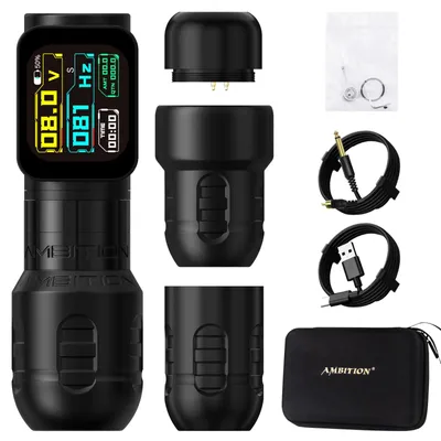 Produktbild von Tattoo-Maschine - Zetton kabelloser Tattoo-Stift - Hub 3,5/4,0 mm - 2400-mAh-Akku - 1–12 V - Bürstenloser Motor - Schwarz, 1 Akku