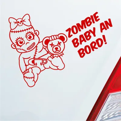 Produktbild von Auto Aufkleber Zombie Baby an Bord on Tour 30x21 cm Rot Sticker Heckscheibenaufkleber
