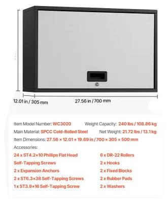 Image de Armoire murale, design à fixer au mur, mécanisme de verrouillage intégré, 20 pouces