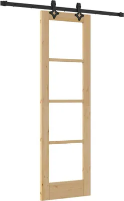 Image de vidaXL Porte coulissante Nature 61 x 198,5 cm en pin massif et verre