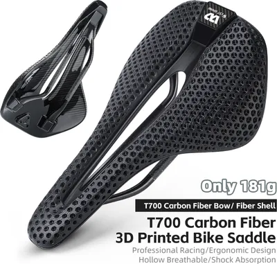 Produktbild von Fahrradsattel, 3D-gedrucktes Kohlefaserkissen, leichtes, bequemes und atmungsaktives Kissen für Rennrad, Mountainbike-Sattel