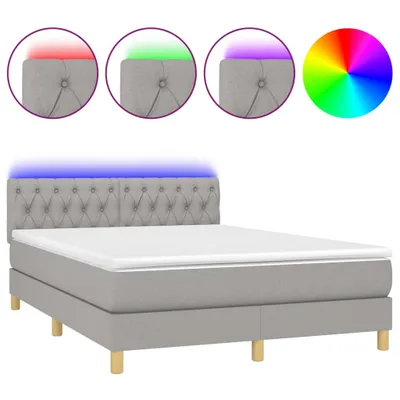 Obrázek produktu pro vidaXL Boxspring postel s matrací a LED světle šedá 140x200 cm látka