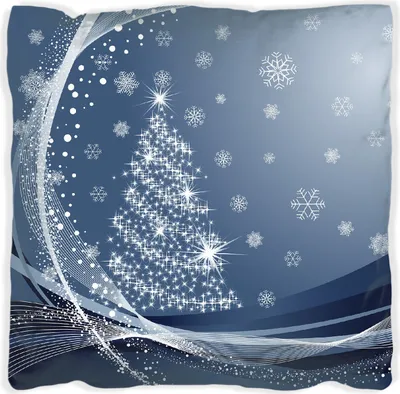 Produktbild von Wallario Premium Kissen, weiche Oberfläche, mit Motiv Glitzernder Tannenbaum mit Schneeflocken, Größe: 40 x 40 cm, mit weißer Rückseite