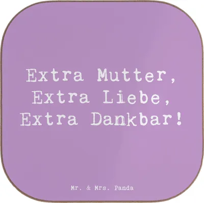 Produktbild von Mr. & Mrs. Panda Tischuntersetzer Spruch Bonusmutter Extra Liebe - Lavendeltraum - Geschenk, Untersetzer Gläser, Familie, Anerkennung, Holzuntersetzer, Elternteil, für