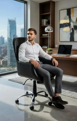 Obrázek produktu pro Kancelářská židle, černá barva, ergonomický design a stabilní základna
