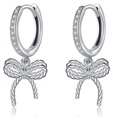 Image de Solidchoice - Boucles d'oreilles en argent avec nœud et zircone cubique