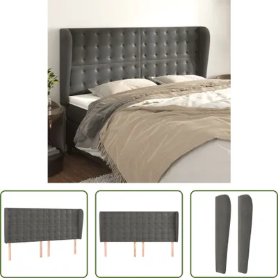 Produktbild von The Living Store Kopfteil mit Ohren Dunkelgrau 183x23x118/128 cm Samt