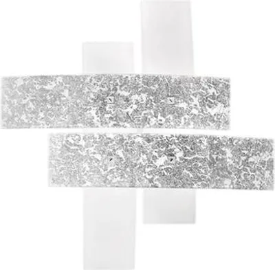 Produktbild von Mittlere Deckenleuchte Lara aus weißem Glas mit Blattsilberdetails, 70 x 70 cm, 2 E27-Leuchten, IP20, max. 2 x 70 W, moderner Stil, ohne Leuchtmittel