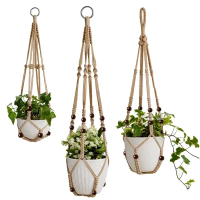 Obrázok produktu pre Sada macramé závesných kvetináčov, 3 kusy, v bohémskom štýle, určená do interiéru