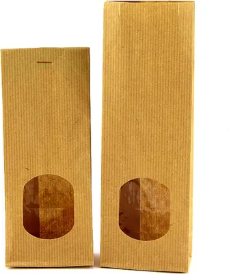 Image de Sacs en papier kraft avec fenêtre transparente, 50 pièces, pour cadeaux et emballages