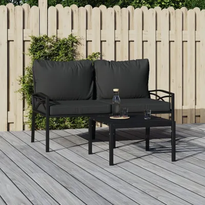 Produktbild von Maison Exclusive - Gartenstühle mit Grauen Kissen 2 Stk. 62x75x79 cm Stahl