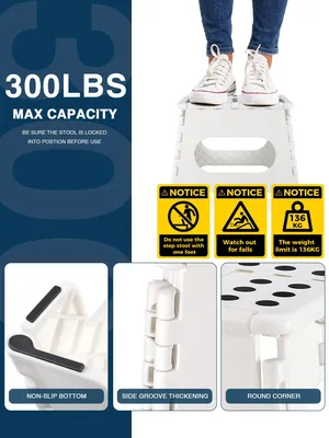 Imagen del producto de Taburete plegable de 28 cm, ligero y estable, ideal para la cocina y el baño
